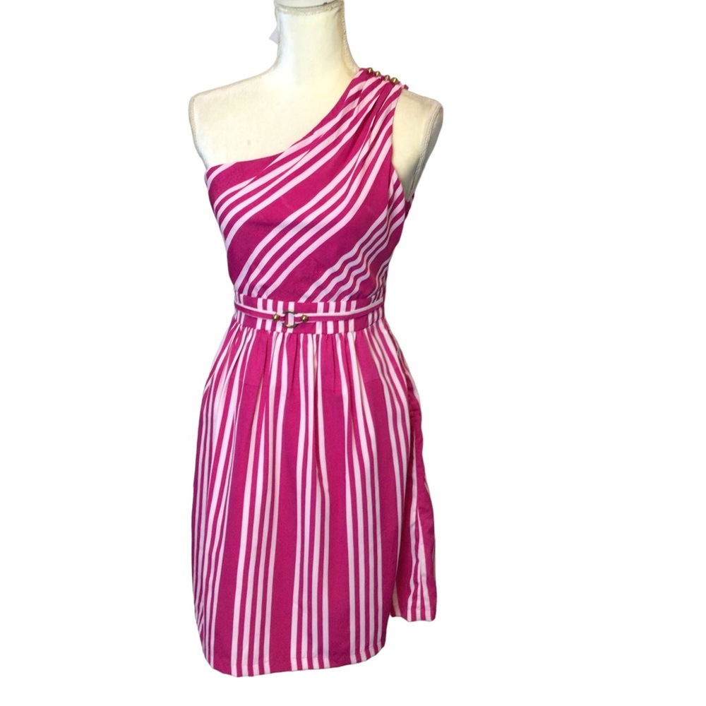 Southern Frock One Shoulder Pink and White dress size Small